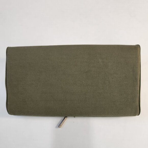 Serena & Lily Envelope Clutch Purse Peacock Embroidered Olive Green Canvas - Picture 3 of 13